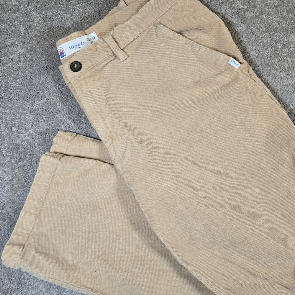 Laguna‎ Mens Corduroy Pants Beige Cotton Blend Stretch 38x30